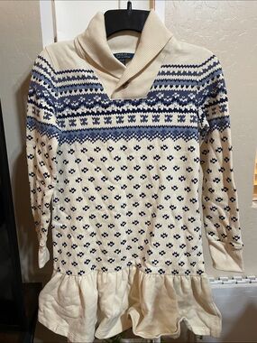 Polo by Ralph Lauren Cream & Navy Fair Isle Shawl-Collar Sweater